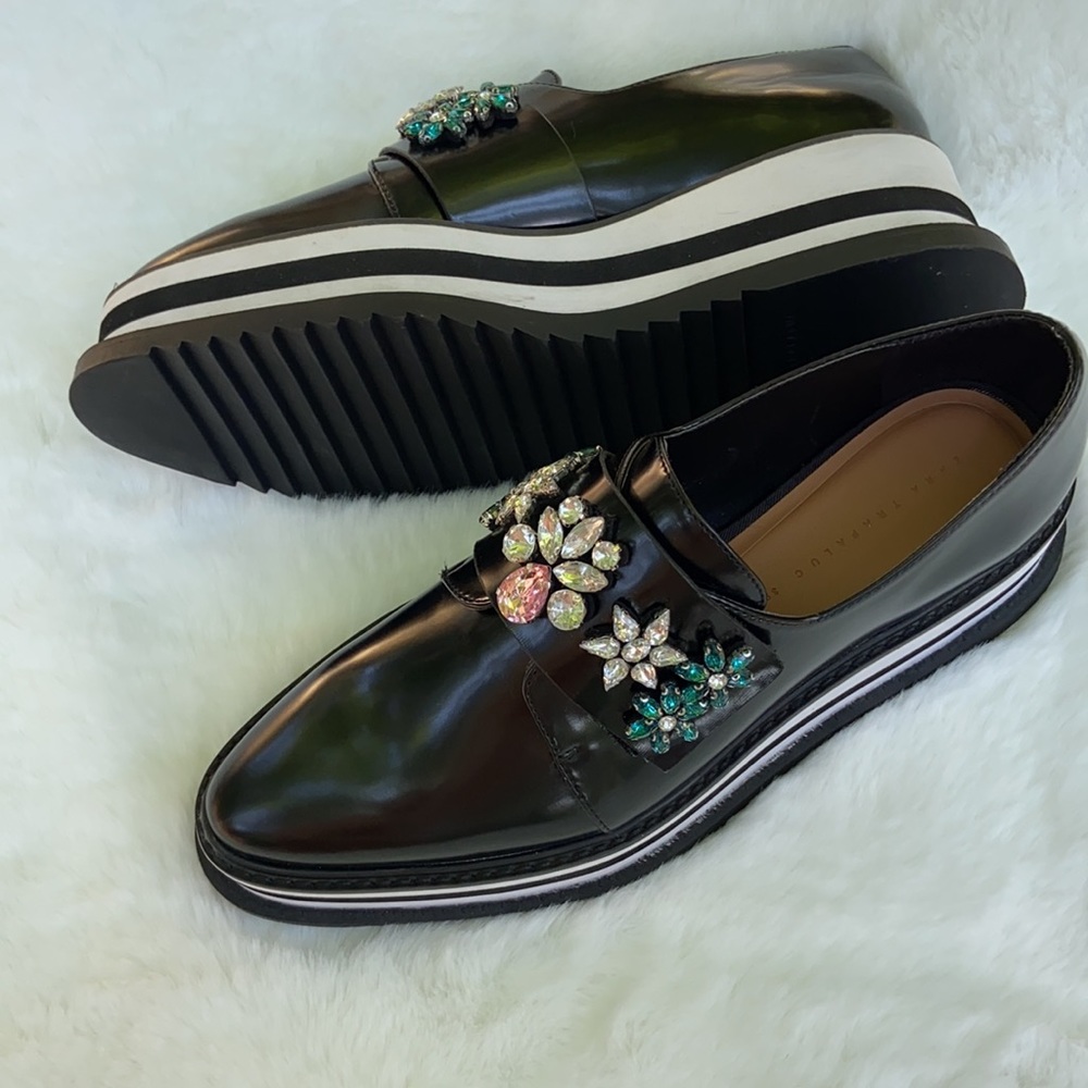 New Zara Trafaluc Bejeweled Platform black Shoes - Picture 13 of 14